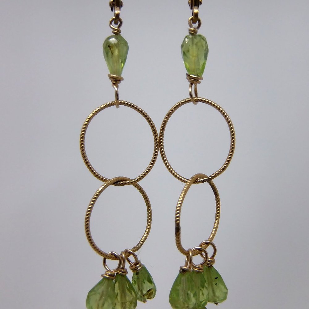 NWT Handmade Genuine Peridot  Drop Gold-filled Earrings